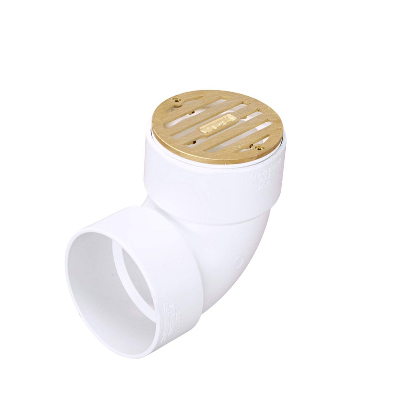 NDS 909B*, 3-Inch Round Grate with Collar, Connects to 2-Inch Drain Pipe and 3-Inch Drain Fittings, for Small Lawns, Landscaping and Patios, White Plastic and Satin Brass - Image 3